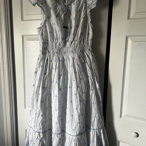 Rachel Zoe White Dress with Light Blue Floral Detail